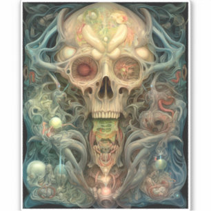 Skull Creepy Surreal Horror Art Aufkleber