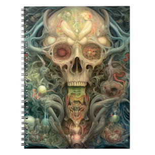 Skull Creepy Surreal Horror Art Notizblock