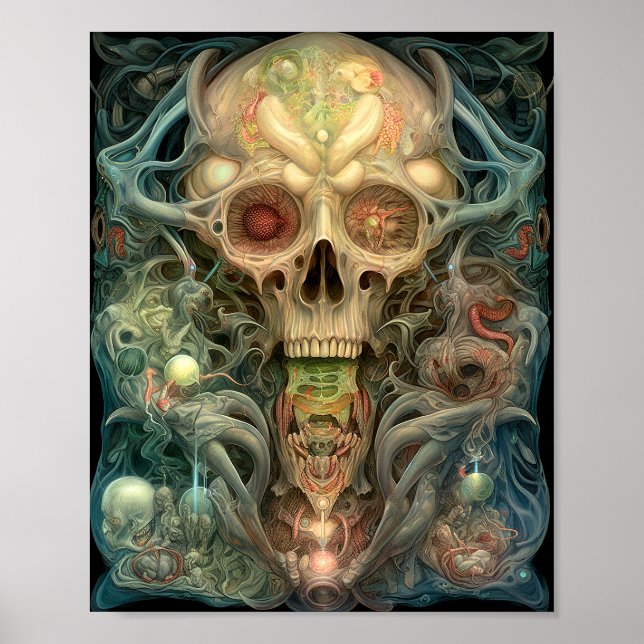 Skull Creepy Surreal Horror Art Poster (Vorne)