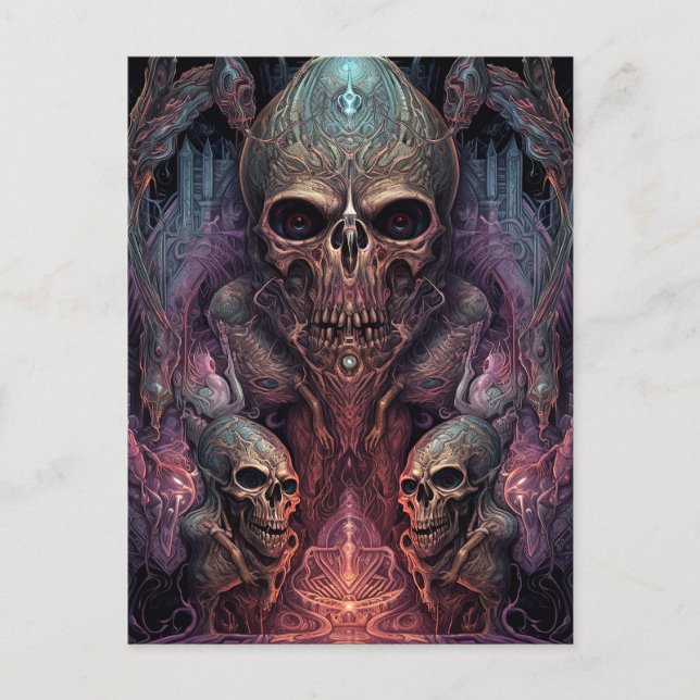 Skull Creepy Surreal Horror Art Postkarte (Vorderseite)