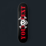 Skull & Cross Bones - Skateboarddeck<br><div class="desc">Skull und Kreuzknochen Custom Design Skateboard Deck. Cooles Design für Skate und Mädchen aus Holz. Spaß Geburtstag Geschenk Idee für Kinder. Personalisieren Sie mit individuelle Name, lustigem Zitat oder Monogramm Buchstaben. Phantastische Geschenkidee zum Geburtstag für Kinder, Sohn, Enkel, Neffe, Cousin, Tochter, Schwester, Bruder, Freunde, etc. Schwarze Piratenflagge mit rotem Text....</div>