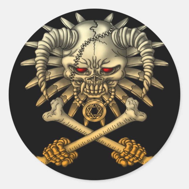 skull cross runder aufkleber (Vorderseite)