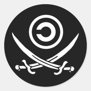 Skull & Crossbones Anti-Copyright Copyleft Flag Runder Aufkleber