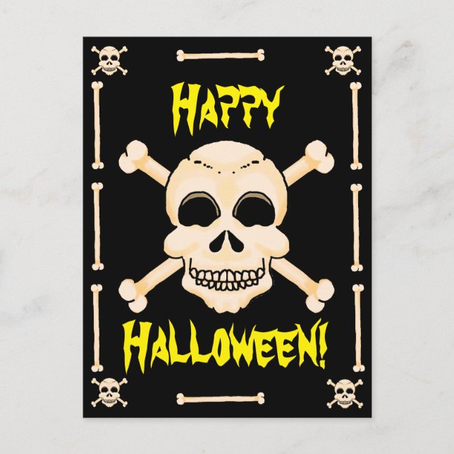 Skull & Crossbones Halloween Postkarte (Vorderseite)