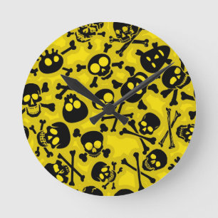 Skull & Crossbones Pattern Runde Wanduhr