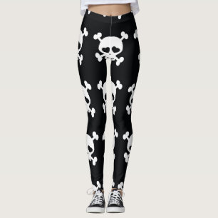 Skull Crossbones: Schwarz-Weiß Muster. Leggings