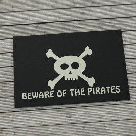 Skull Crossbones Vorsicht vor Piraten Custom Black Fußmatte