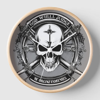 Skull & Crossed Guns Gothic Wall Clock - Gott wird Uhr