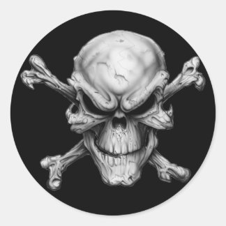 Skull Crossed Mützen Runder Aufkleber