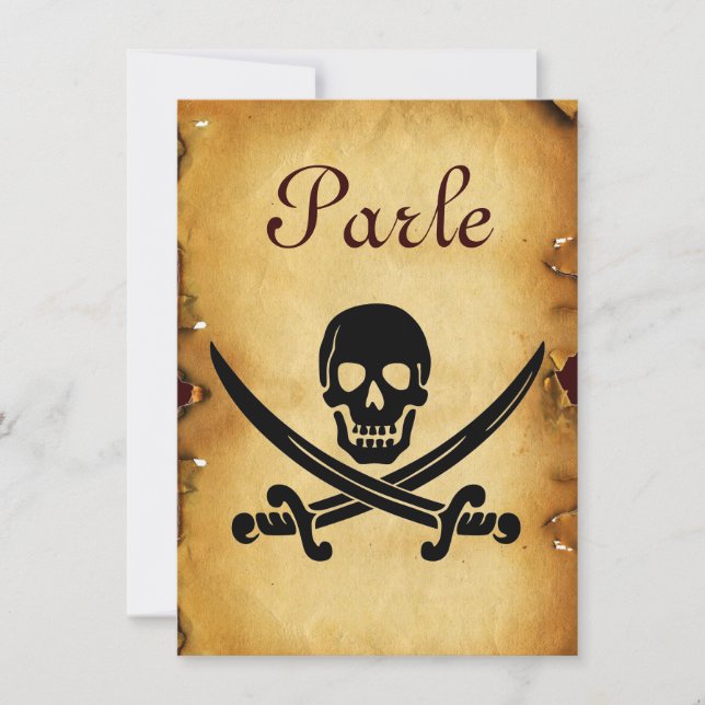 SKULL CROSSED SCHWERTER MONOGRAM Wachs Siegel Perc Ankündigung (Vorderseite)