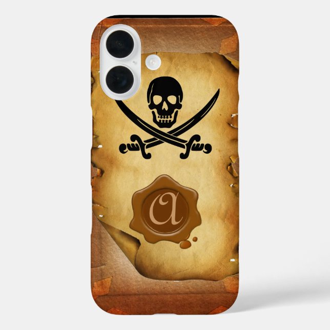 SKULL CROSSED SCHWERTER MONOGRAM Wachs Siegel Perc Case-Mate iPhone Hülle (Rückseite)