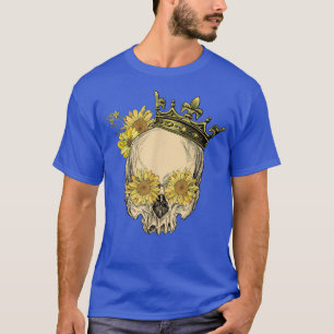 Skull Crown Sonnenblume Retro Vintag Skelettlauf T-Shirt
