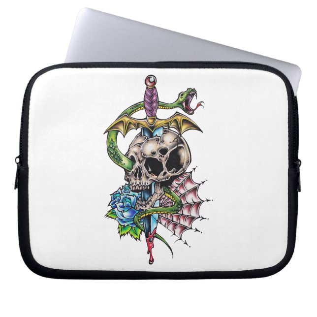 Skull & Dagger Tattoo Laptopschutzhülle (Vorderseite)