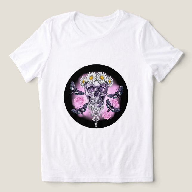 Skull Daisy Queen T-Shirt 💀 🌼 Tri-Blend Shirt (Design Vorderseite)