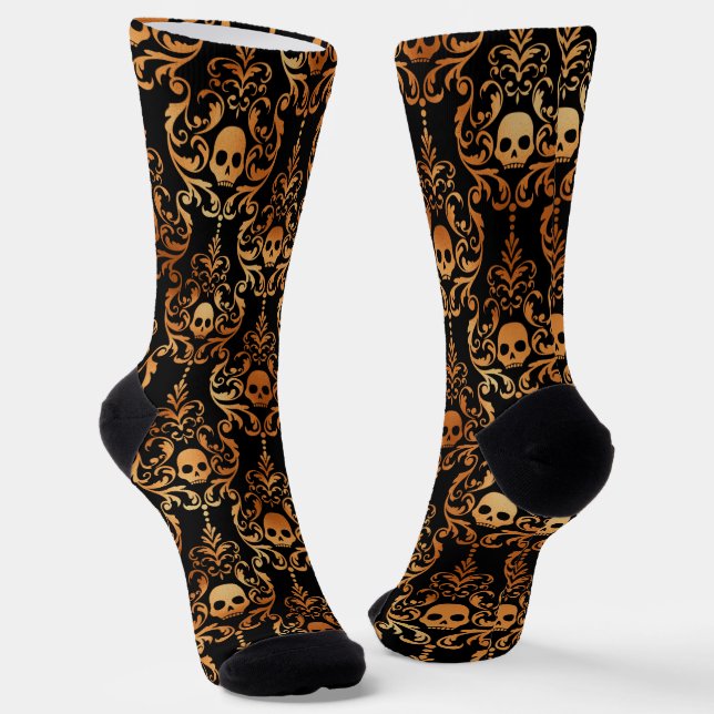 Skull Damask Halloween Socken (Gewinkelt)