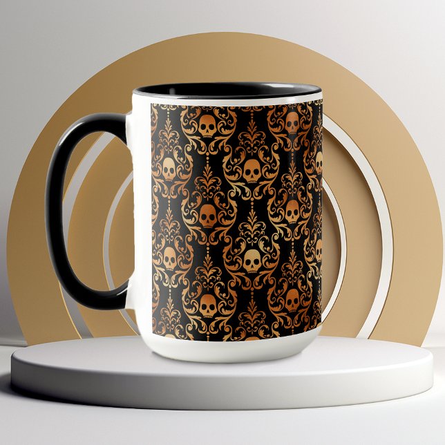 Skull Damask Halloween Tasse (Von Creator hochgeladen)