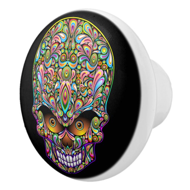 Skull Decorative Psychedelic Art Design Doormat Keramikknauf (Rechts)
