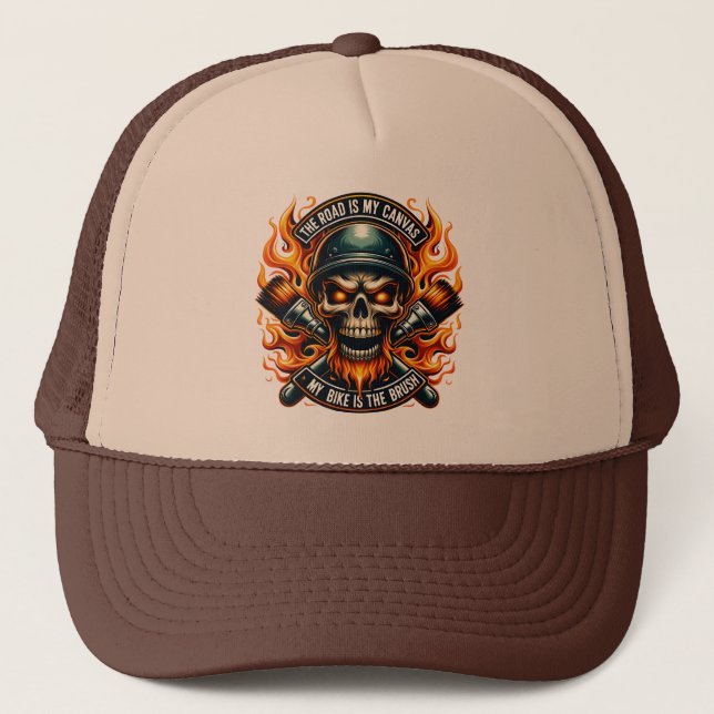 Skull-Design: Motorradkultur Inspiriert Truckerkappe (Vorderseite)