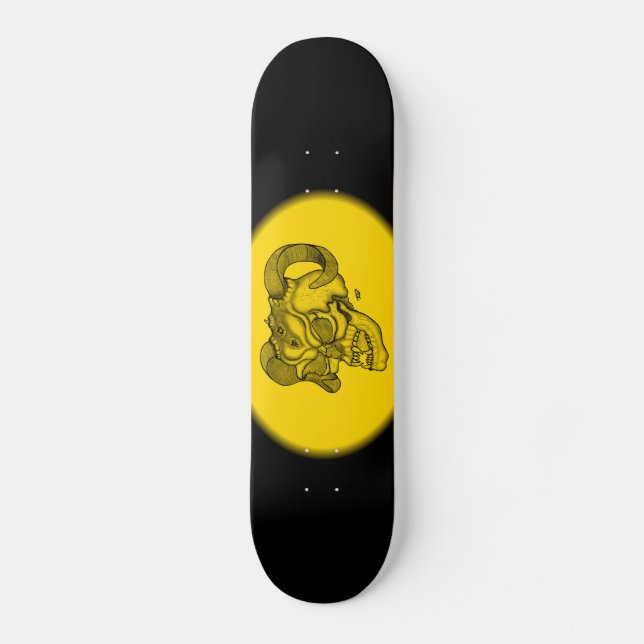 Skull Devil Head Schwarz-Gelb-Design Skateboard (Vorderseite)