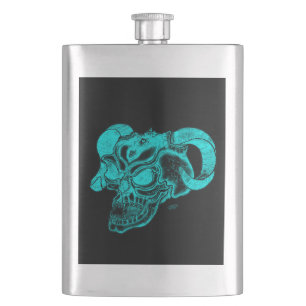 Skull Devil Head Schwarz-Grün-Design Flachmann