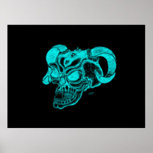 Skull Devil Head Schwarz-Grün-Design Poster