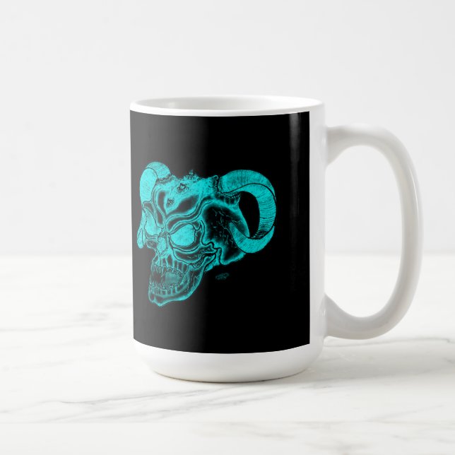 Skull Devil Head Schwarz-Grün-Design Tasse (Rechts)