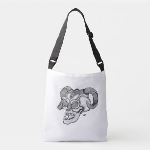 Skull Devil Head Schwarz-Weiß-Design Tragetaschen Mit Langen Trägern
