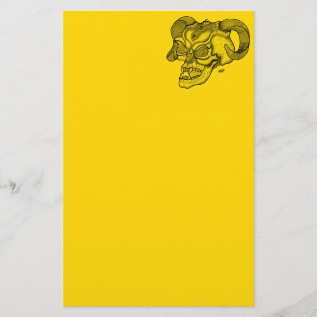 Skull Devil Kopf Schwarz-Gelb-Design Briefpapier (Vorderseite)
