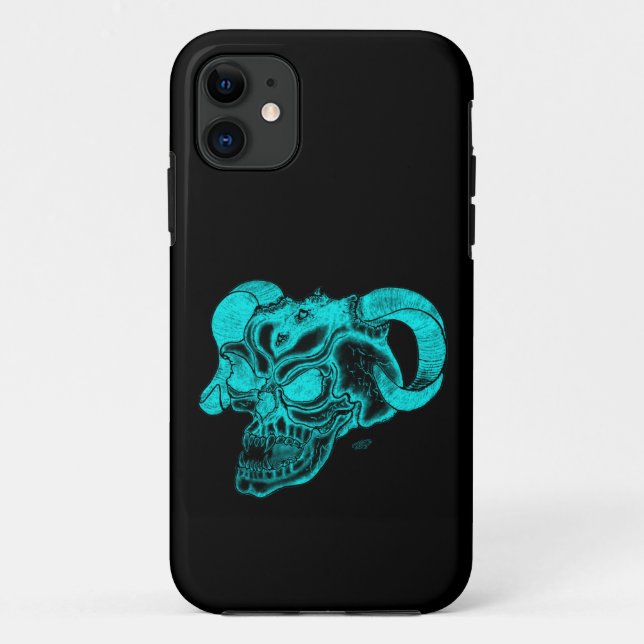 Skull Devil Kopf Schwarz-Grün-Design Case-Mate iPhone Hülle (Rückseite)