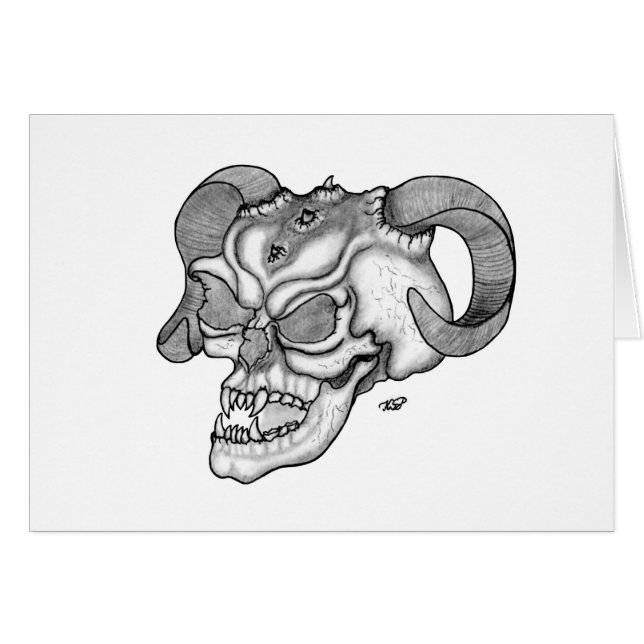 Skull Devil Kopf Schwarzweiß Design (Vorderseite (Horizontal))