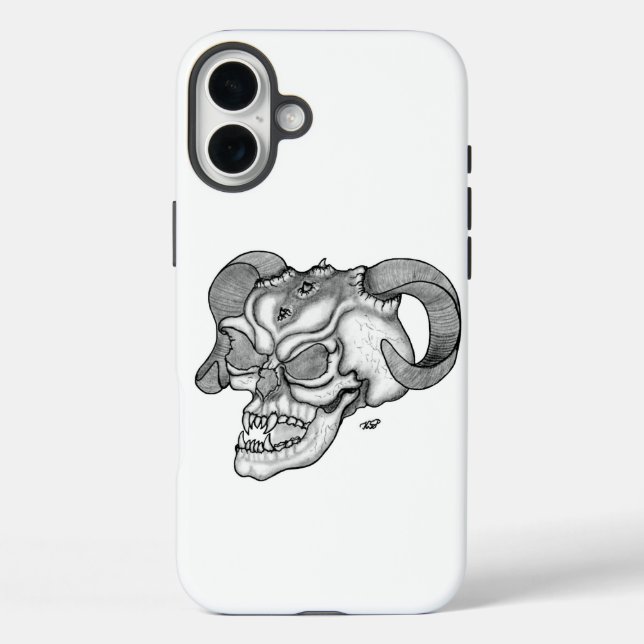 Skull Devil Kopf Schwarzweiß Design Case-Mate iPhone Hülle (Rückseite)