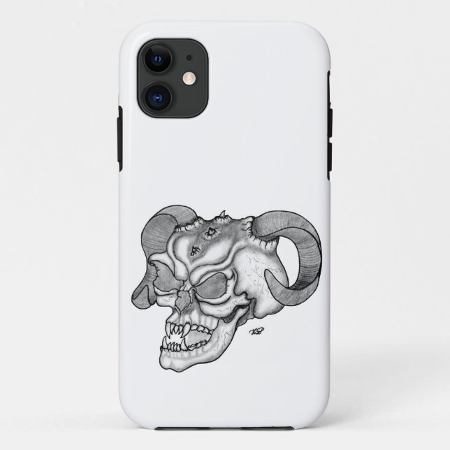 Skull Devil Kopf Schwarzweiß Design Case-Mate iPhone Hülle (Rückseite)