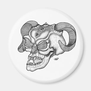 Skull Devil Kopf Schwarzweiß Design Magnet
