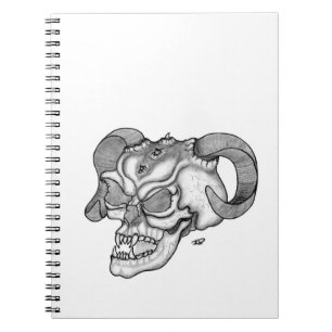 Skull Devil Kopf Schwarzweiß Design Notizblock