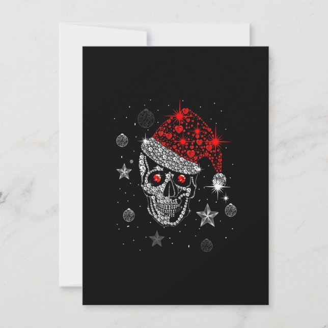 Skull Diamond Santa Hat Ohrts Christmas Pajama Xma Einladung (Vorderseite)