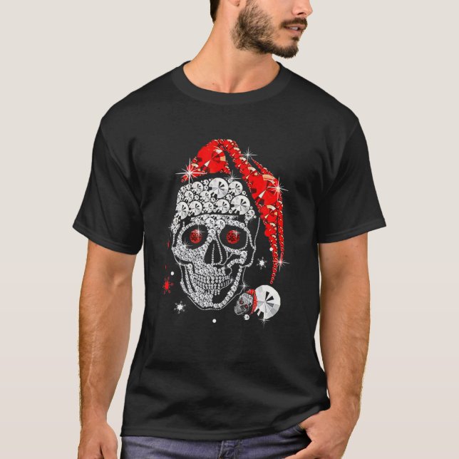 Skull Diamond trägt Santa Claus Hat Merry Christ T-Shirt (Vorderseite)