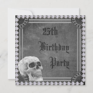 Skull & Diamonds Doppelseitig 25. Geburtstag Einladung