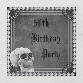 Skull & Diamonds Doppelseitig 50. Geburtstag Einladung