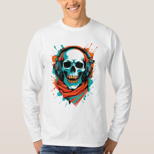 Skull DJ Headphones - Street Art Vibe Music T-Shir T-Shirt (Vorderseite)
