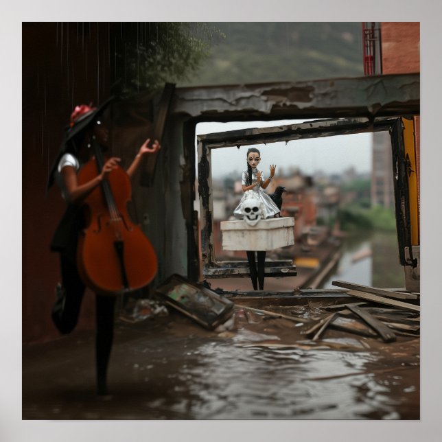 Skull Doll Heilung Bass Hexy AI Art Matt Value Poster (Vorne)