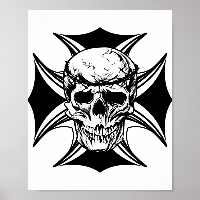 Skull-Dorn-Krone-Kunst Poster (Vorne)