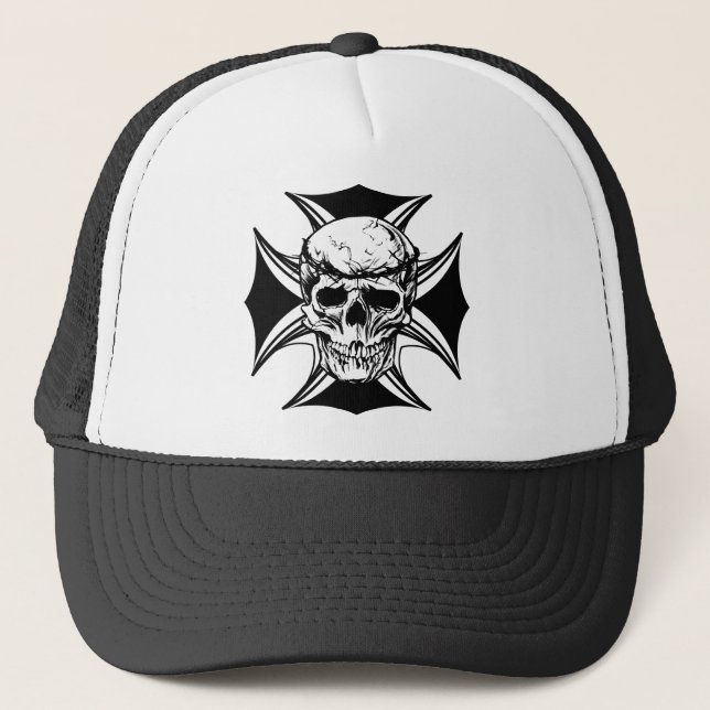 Skull-Dorn-Krone-Kunst Truckerkappe (Vorderseite)