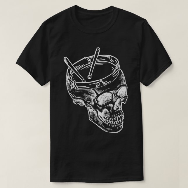 Skull Drummer Drums Drumming Drumset Snare Musicia T-Shirt (Design vorne)