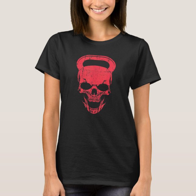 Skull Dumbell Fitness Gym Bodybuilding T-Shirt (Vorderseite)