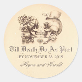 Skull Ehepaar alte Hochzeitsticker Runder Aufkleber
