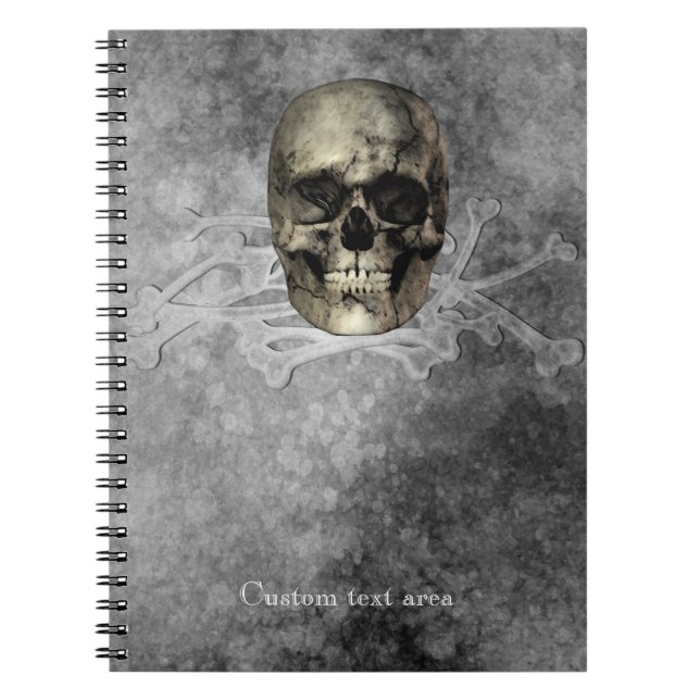 Skull & ein Haufen Knochen Halloween Gothic Notizblock (Vorderseite)