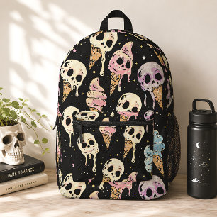Skull-Eiscreme-Spooky-Sommer-Goth Bedruckter Rucksack