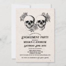 Skull Engagement Party Gothic Halloween Einladung