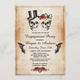 Skull Engagement Party Halloween Gothic-Einladung Einladung