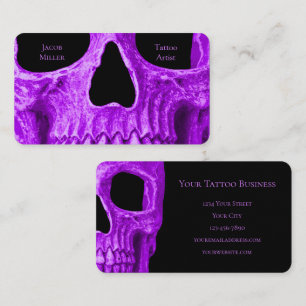 Skull Face Gothic Neon Lila Black Tattoo Shop Telefonnummerkarte
